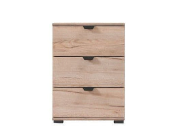 Amos Mann Oak Effect 3 Drawer Bedside Table