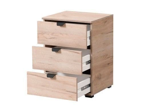 Oak Effect 3-Drawer Bedside Table