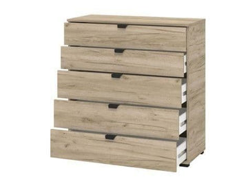 Amos Mann Oak Effect Wide 5 Drawer Chest