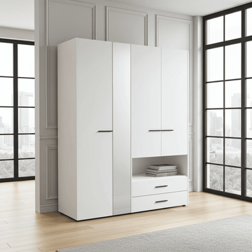 Amos Mann White 4 Door Wardrobe
