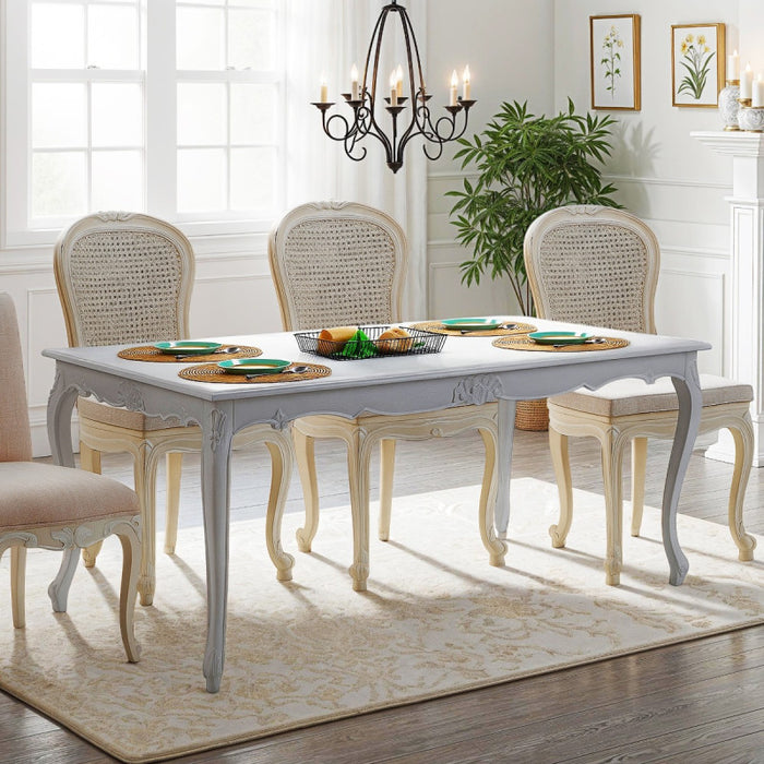 Louis French Antique White Dining Table