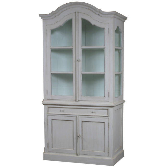 Louis French Glazed Display Cabinet with Cupboard