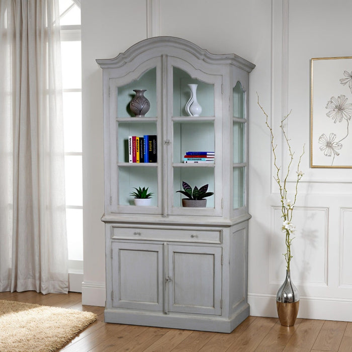 Louis French Glazed Display Cabinet with Cupboard