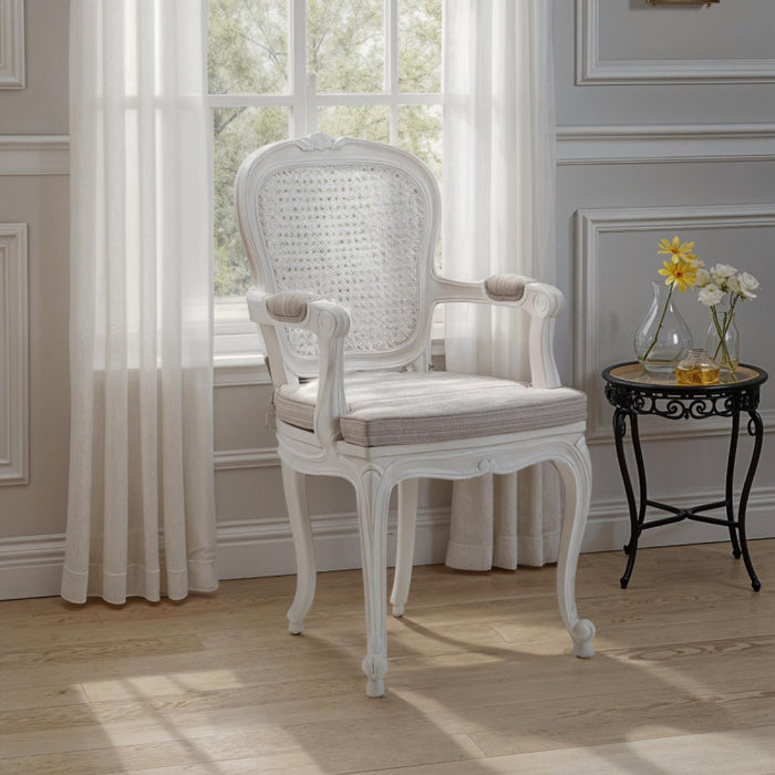 Louis French Oval Cane Back Armchair