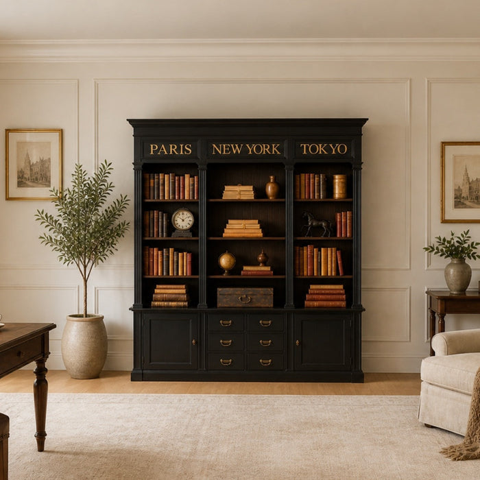 Louis French Triple Bookcase
