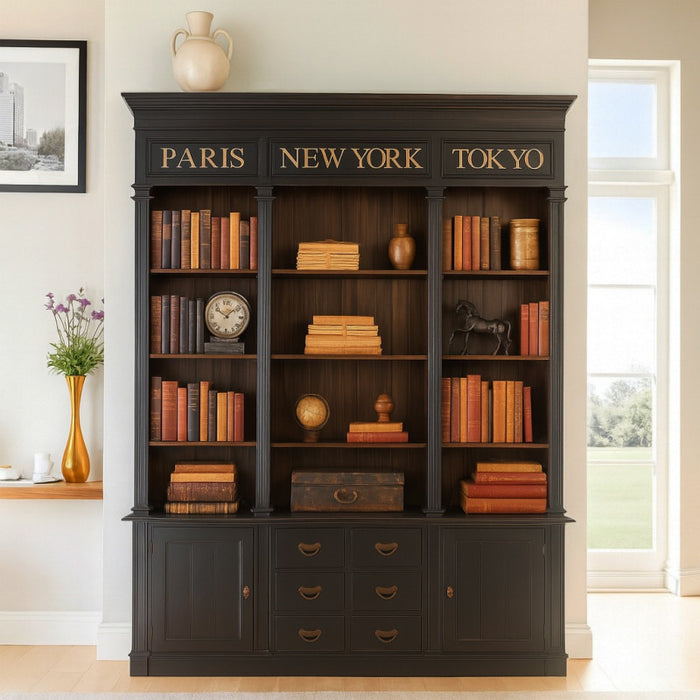 Louis French Triple Bookcase
