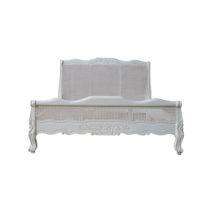 Reproduction Louis Rattan Low Footboard French Bed