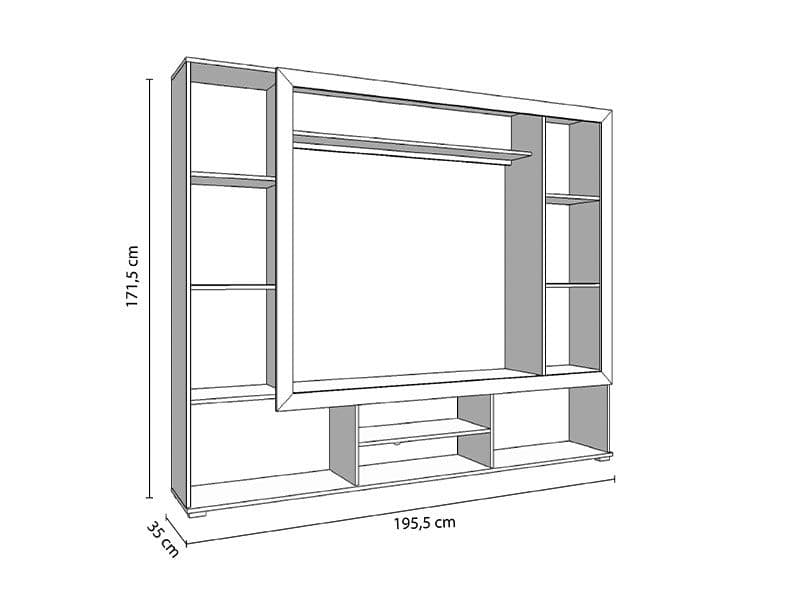 Lucerne Grey Oak Effect And Black Entertaiment Unit Wall TV Cabinet