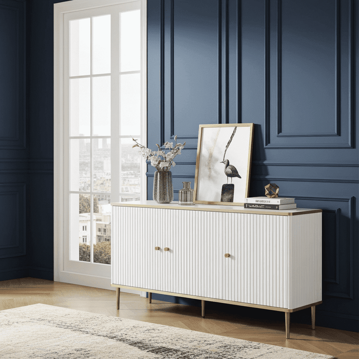 White And Gold 3 Door Sideboard