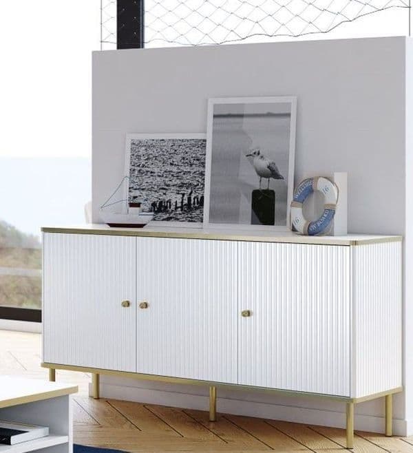 White And Gold 3 Door Sideboard