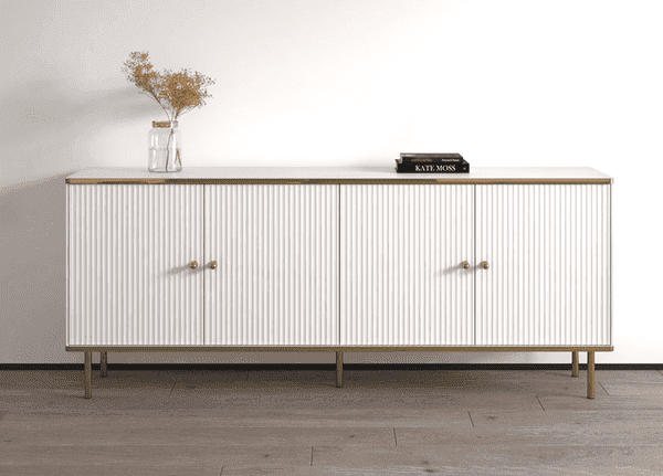 White And Gold 4 Door Wide Sideboard