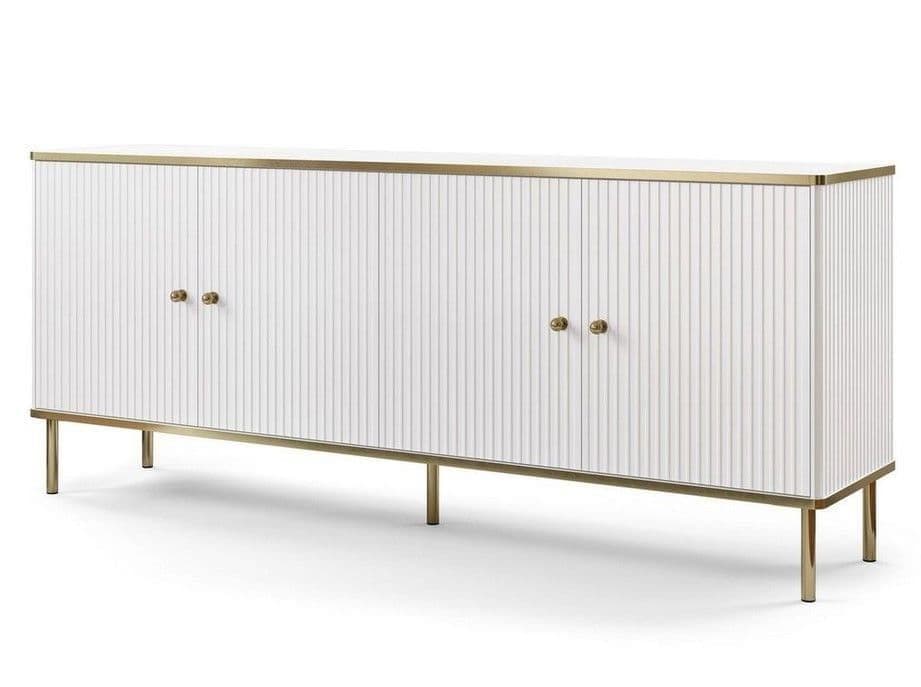 White And Gold 4 Door Wide Sideboard