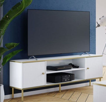 Amos Mann White And Gold TV Unit
