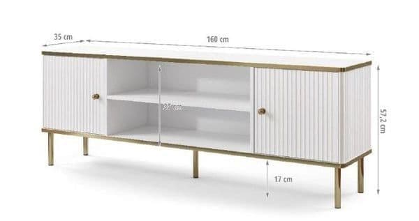 White & Gold TV Unit