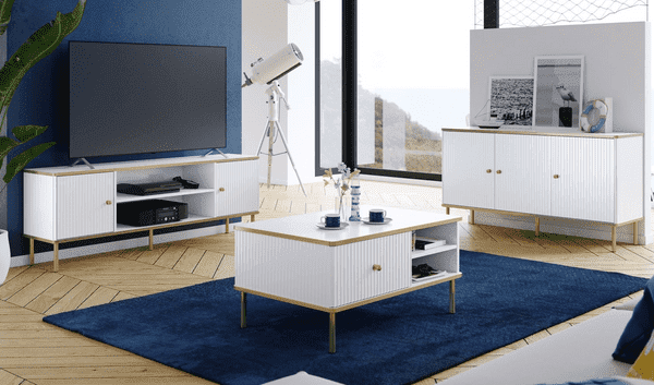 White & Gold TV Unit