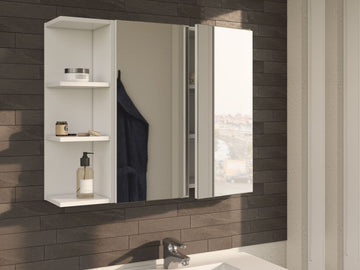 Amos Mann 600mm White And Mirrored 2 Door Wall Mounted Bathroom Cabinet