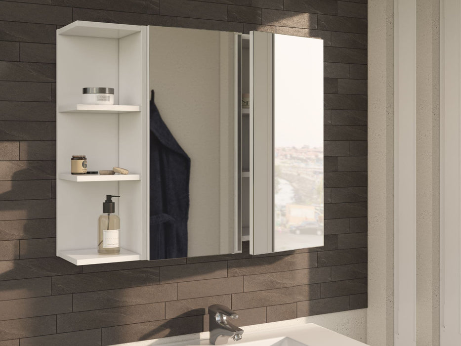 600mm White & Mirrored 2-Door Wall Mounted Bathroom Cabinet