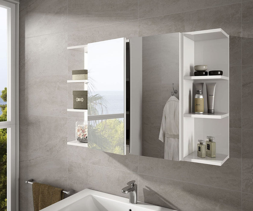 600mm White & Mirrored 2-Door Wall Mounted Bathroom Cabinet