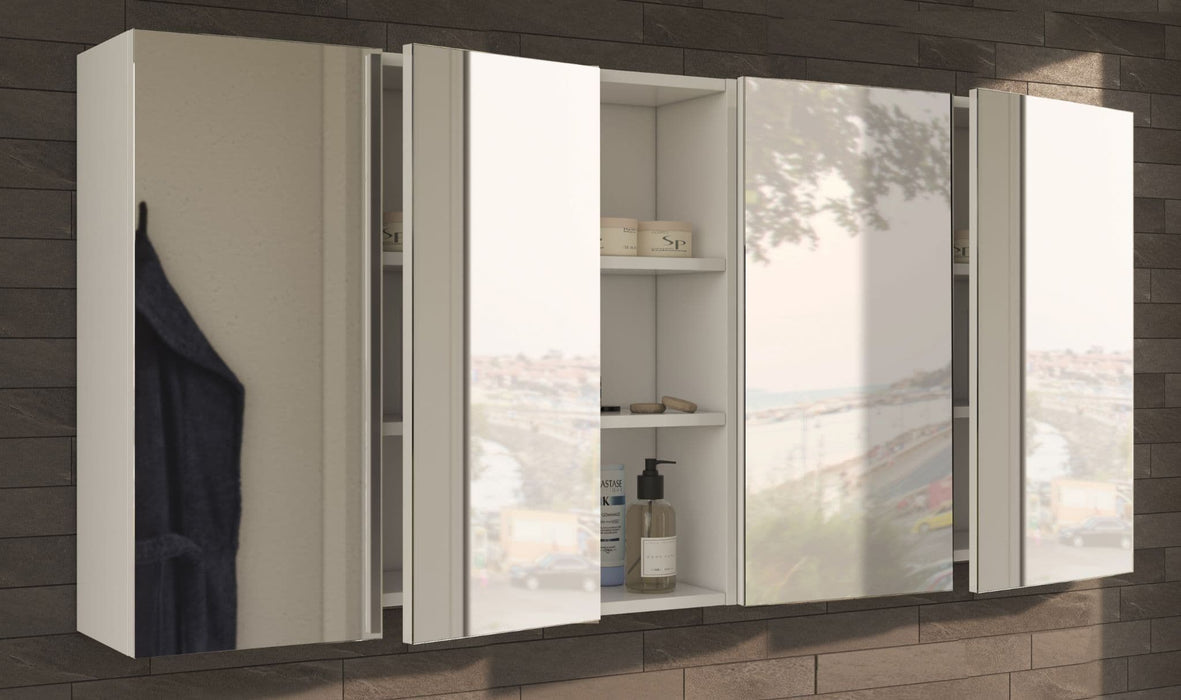 600mm White & Mirrored 2-Door Wall Mounted Bathroom Cabinet