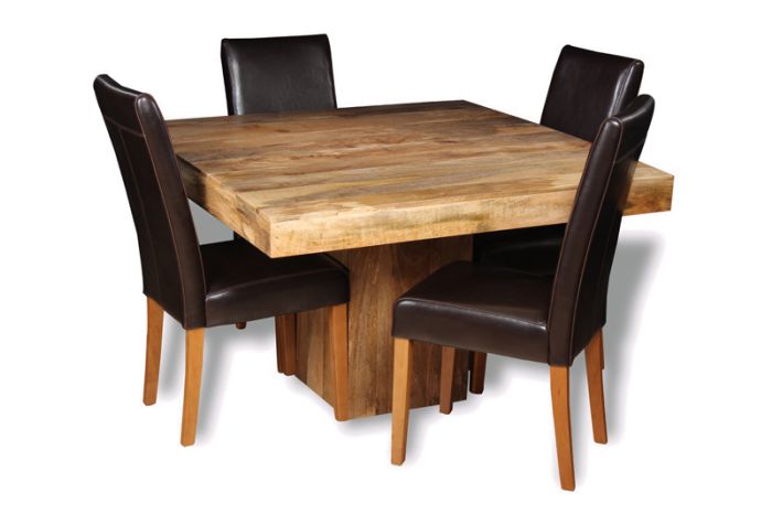 Acre & Artisan Mango Wood 120Cm Cube Dining Table 4 Barcelona Chairs H32L 4Al