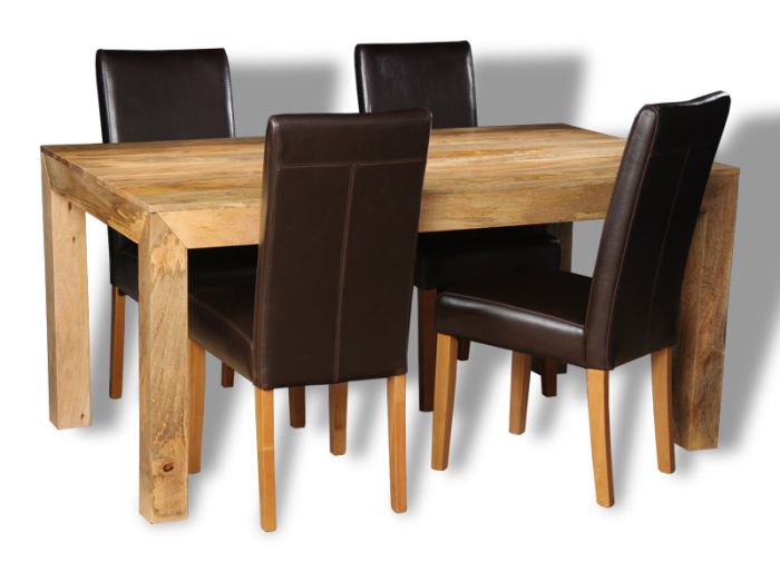 Acre & Artisan Light Mango Wood 160Cm Dining Table 4 Barcelona Chairs