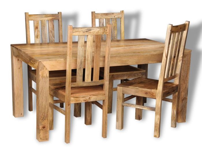 Acre & Artisan Light Mango Wood 160Cm Dining Table 4 Light Mango Wood Dining Chair Due 10Th May