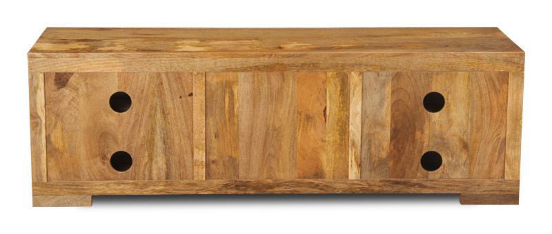 Light Mango Wood 170cm 2 Drawer Media Unit - In Stock