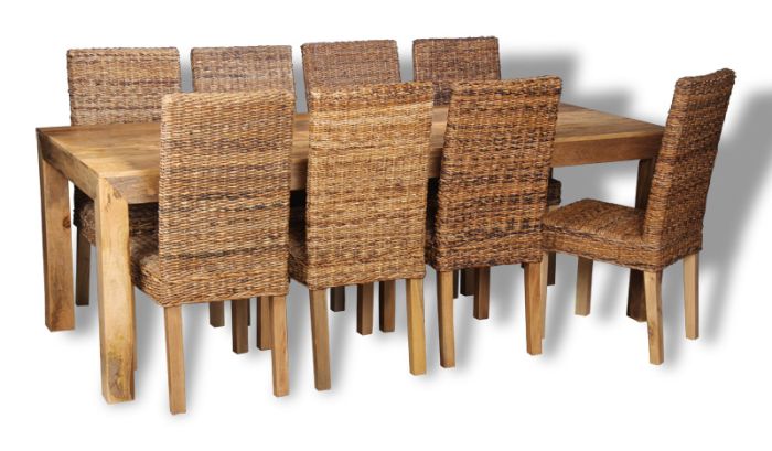 Acre & Artisan Light Mango Wood 220Cm Dining Table 8 Havana Chairs H39L 8Bl