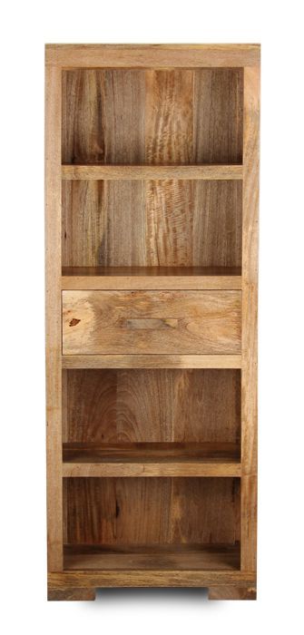 Light Mango Wood 65cm 1 Drawer Bookcase - In Stock