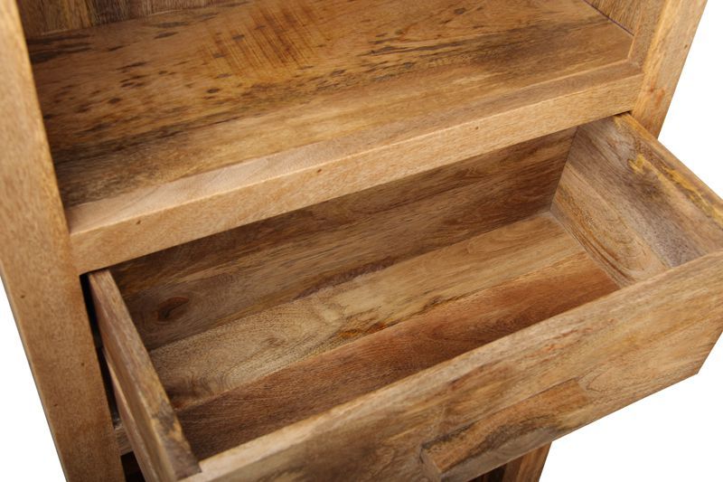 Light Mango Wood 65cm 1 Drawer Bookcase - In Stock