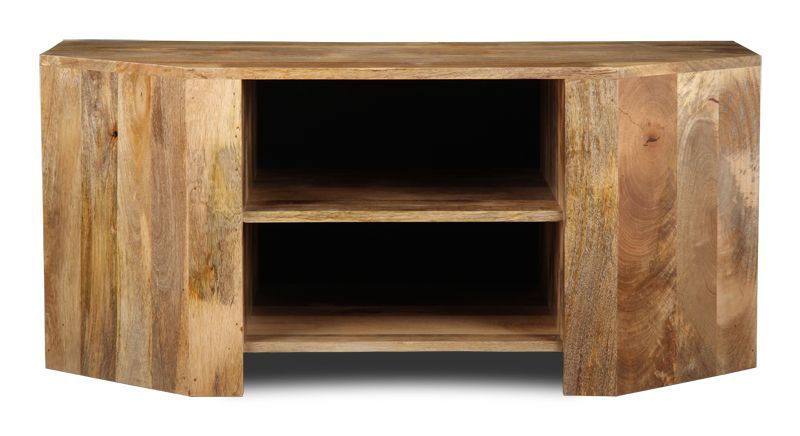 Light Mango Wood 115cm Corner TV Unit - Due 14th October