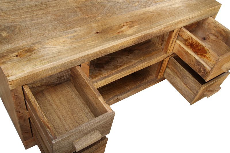 Light Mango Wood 115cm Corner TV Unit - Due 14th October