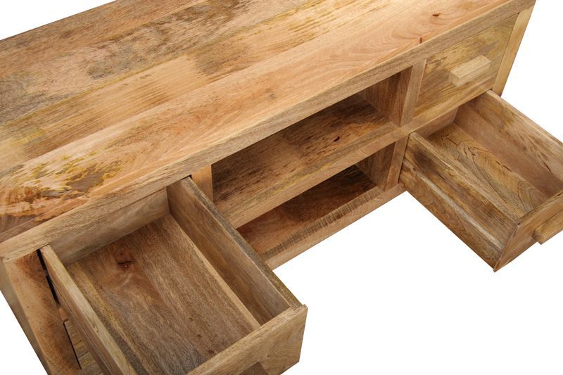 Light Mango Wood 125cm Media Unit - In Stock