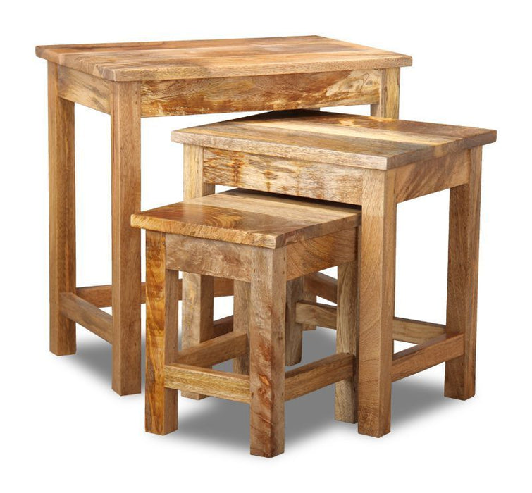 Light Mango Wood Nest of Tables - In Stock