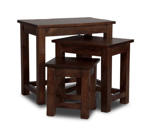 Mango Wood Walnut Nest of Tables - In Stock