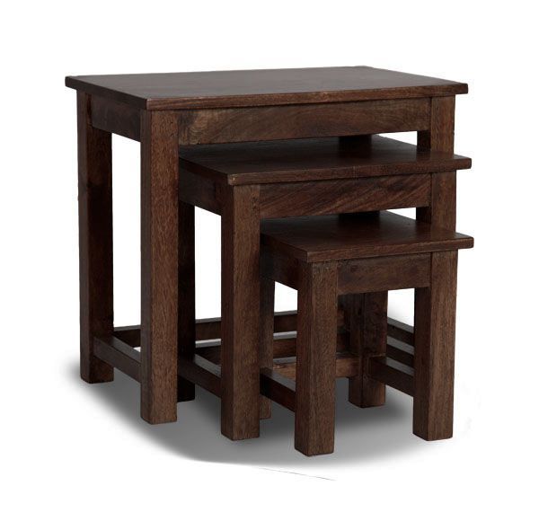 Mango Wood Walnut Nest of Tables - In Stock
