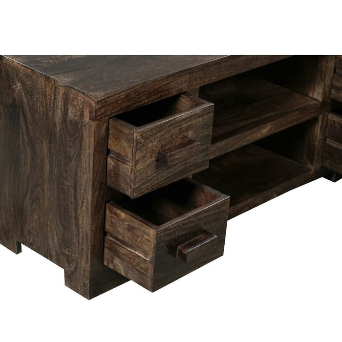 Mango Wood Walnut 115cm Corner TV Unit - In Stock