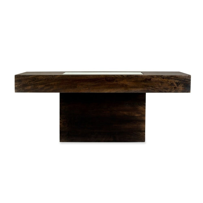 Mango Wood Walnut 115cm Glass Topped Coffee Table - In Stock