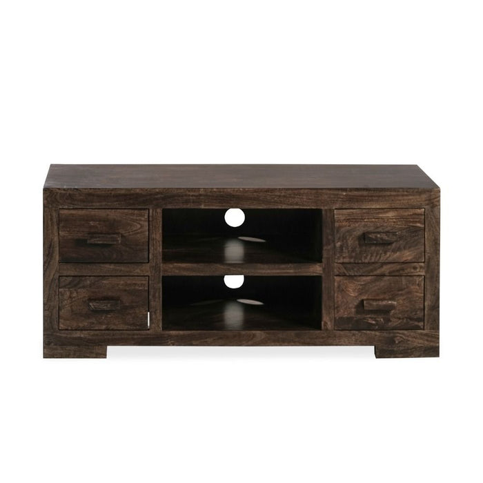 Mango Wood Walnut 125cm Media Unit - In Stock