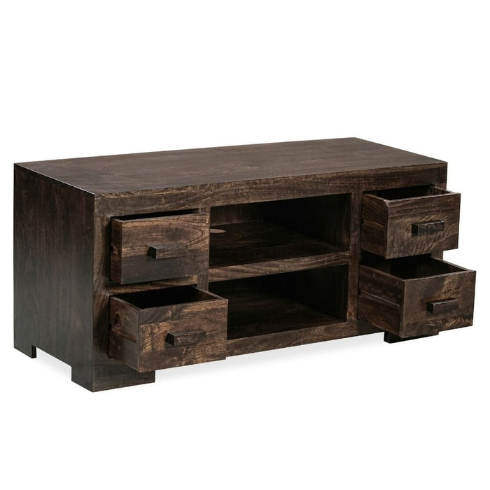 Mango Wood Walnut 125cm Media Unit - In Stock