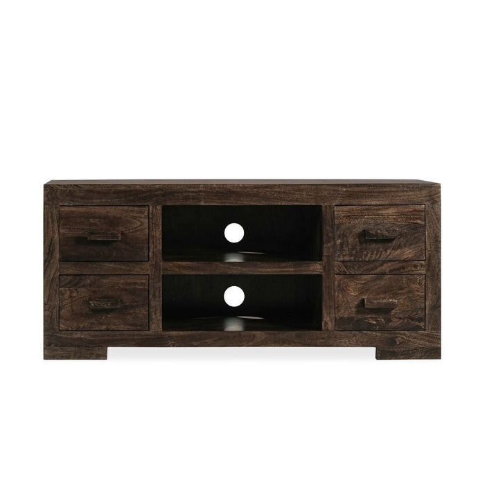 Mango Wood Walnut 125cm Media Unit - In Stock