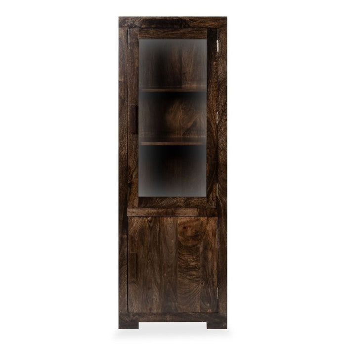 Mango Wood Walnut 59cm Display Cabinet - In Stock