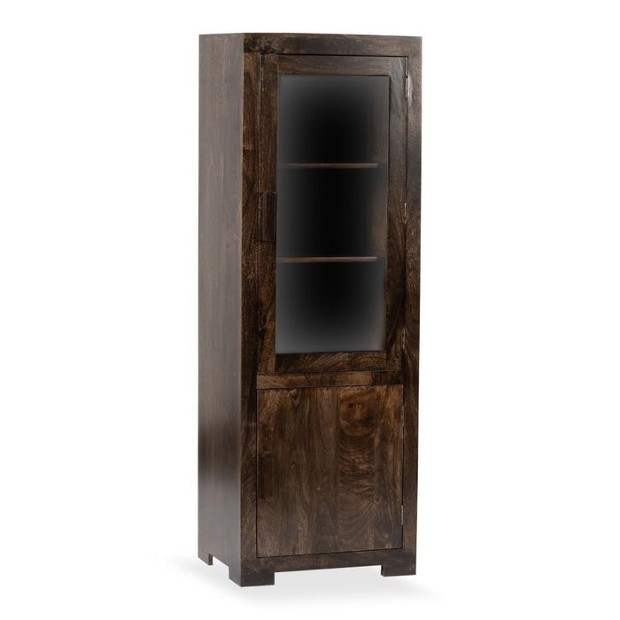 Mango Wood Walnut 59cm Display Cabinet - In Stock