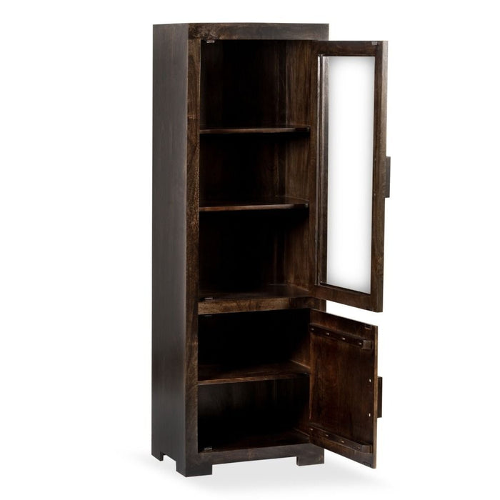 Mango Wood Walnut 59cm Display Cabinet - In Stock