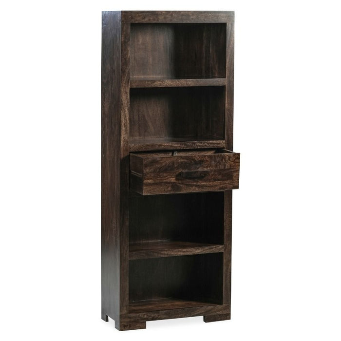 Mango Wood Walnut 65cm 1 Drawer Bookcase - In Stock