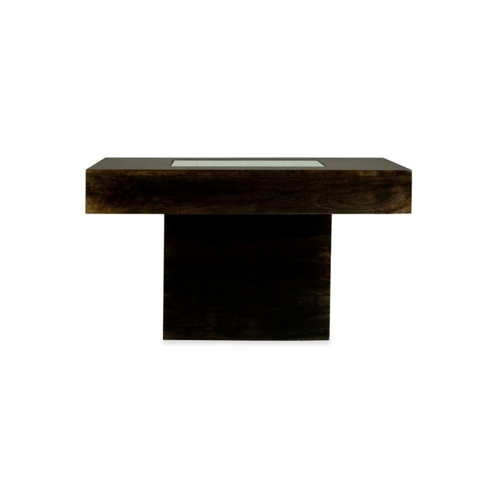 Mango Wood Walnut 85cm Glass Topped Coffee Table - In Stock