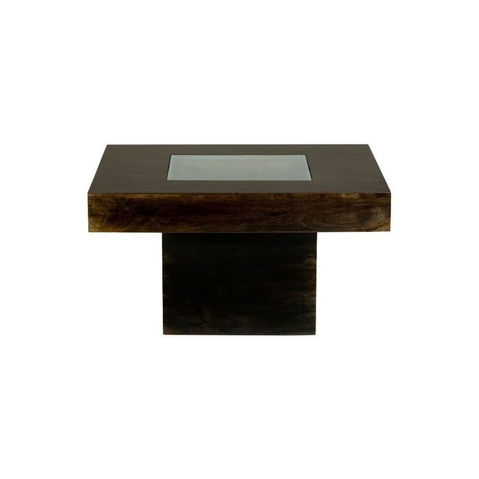 Mango Wood Walnut 85cm Glass Topped Coffee Table - In Stock
