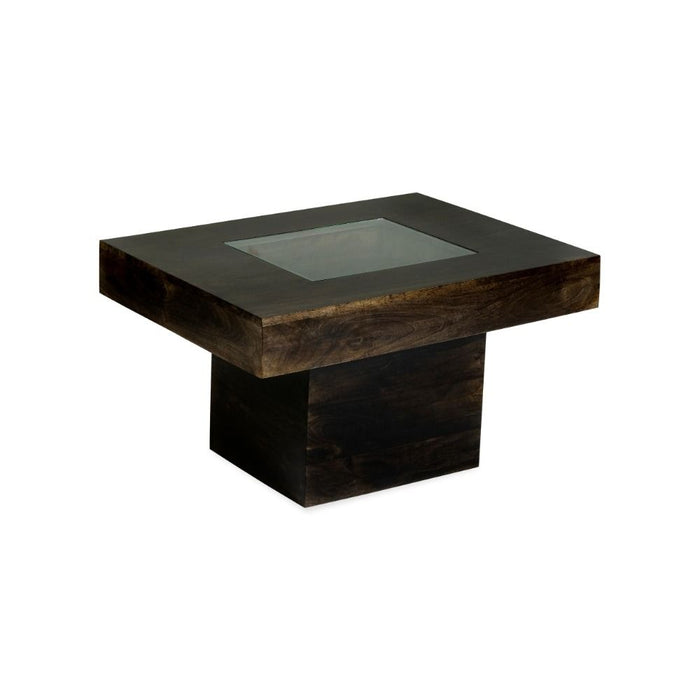 Mango Wood Walnut 85cm Glass Topped Coffee Table - In Stock