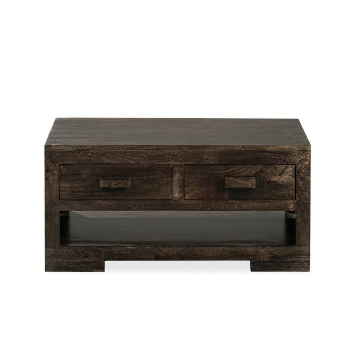 Mango Wood Walnut 90cm 2 Drawer Coffee Table - In Stock