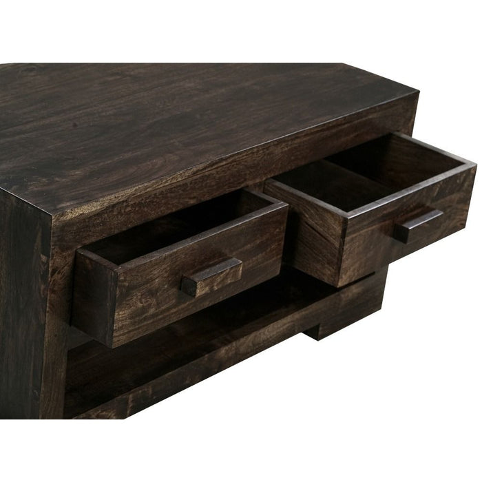 Mango Wood Walnut 90cm 2 Drawer Coffee Table - In Stock